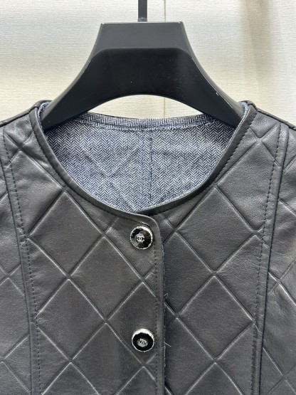 CHNEL Big Stock Black Leather Jacket