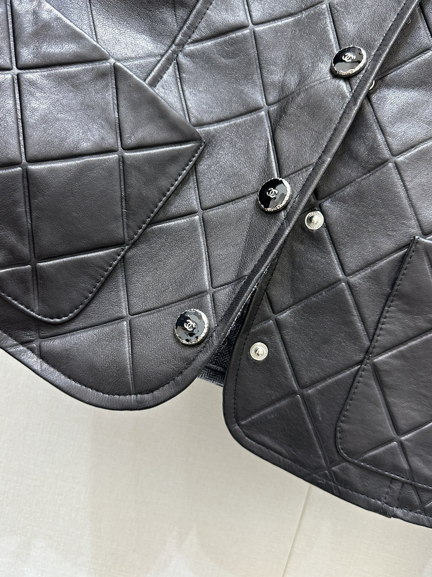 CHNEL Big Stock Black Leather Jacket