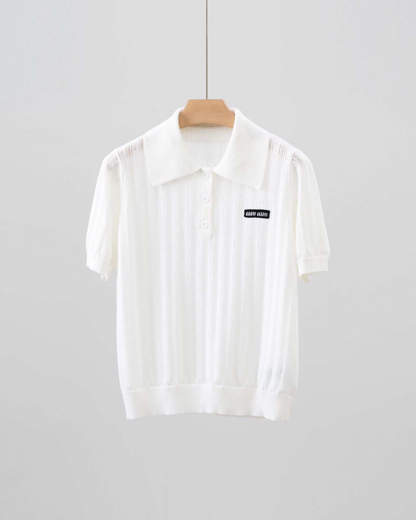 MIU25SS Wool Short Sleeve Polo Shirt