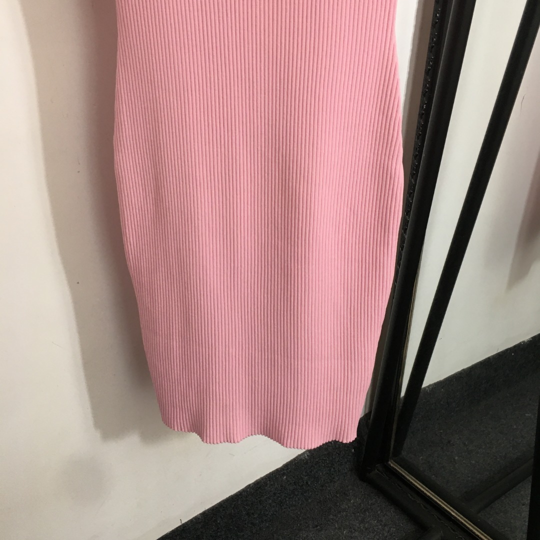 CHANE25SS Embroidered Hip Wrap Knit Vest Dress