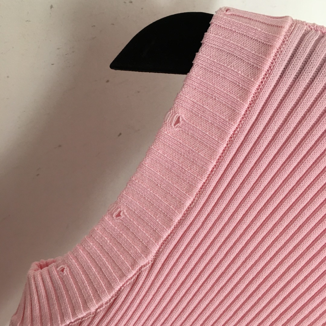 CHANE25SS Embroidered Hip Wrap Knit Vest Dress