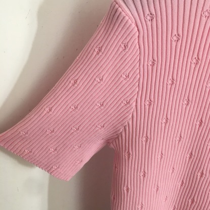 CHANE25SSlogo embroidered hollowed-out short-sleeve sweater