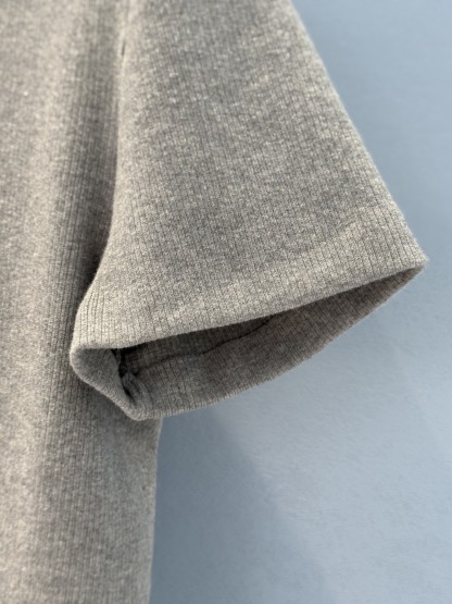 Miu Round Neck Gray Knit Short Sleeve