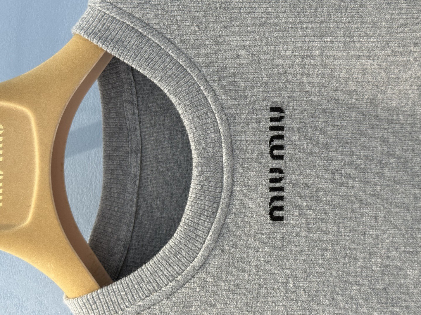 Miu Round Neck Gray Knit Short Sleeve