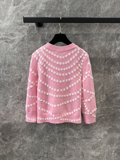 CHANE25SS cashmere pearl jacquard cardigan jacket