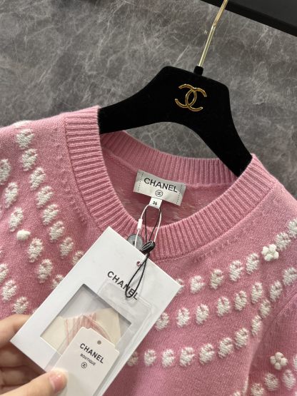 CHANE25SS cashmere pearl jacquard cardigan jacket