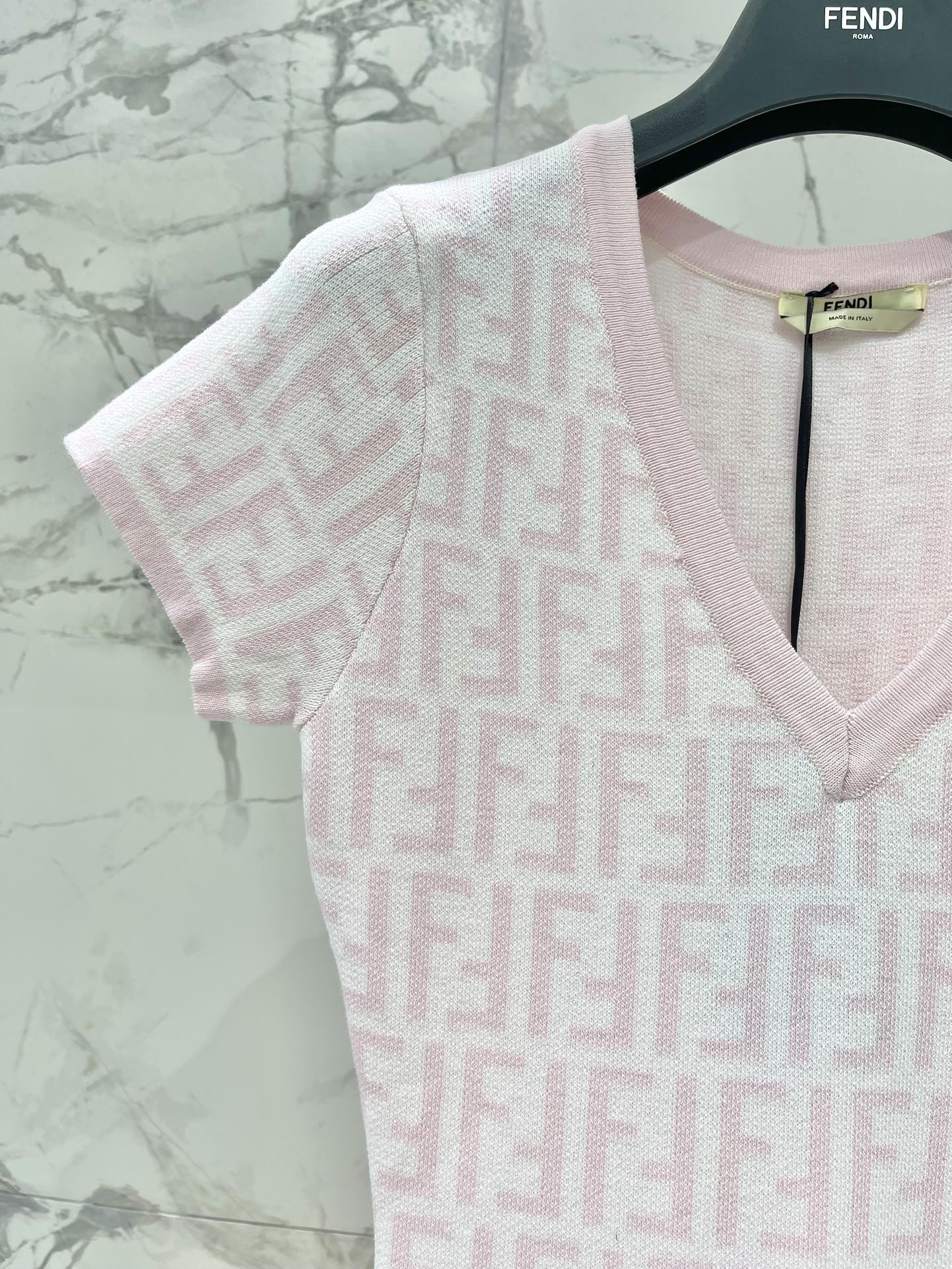 FEND25SS Monogrammed Jacquard V-Neck Dress