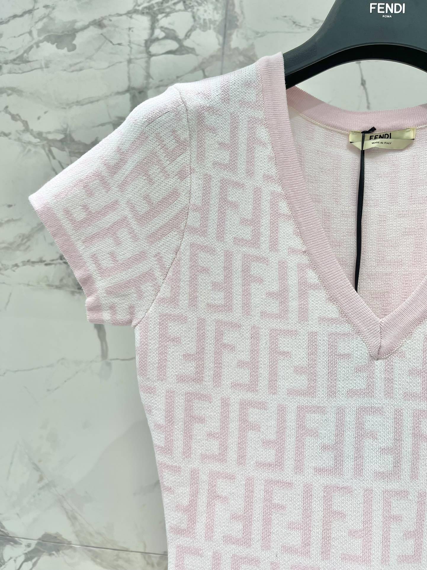 FEND25SS Monogrammed Jacquard V-Neck Dress