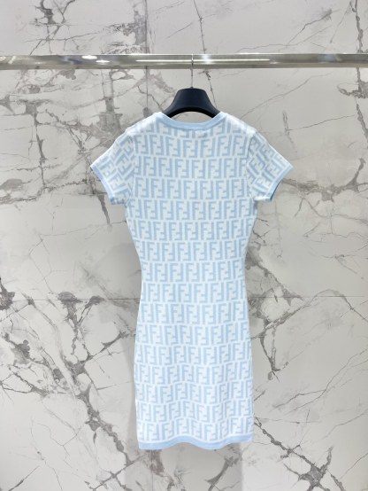 FEND25SS Monogrammed Jacquard V-Neck Dress