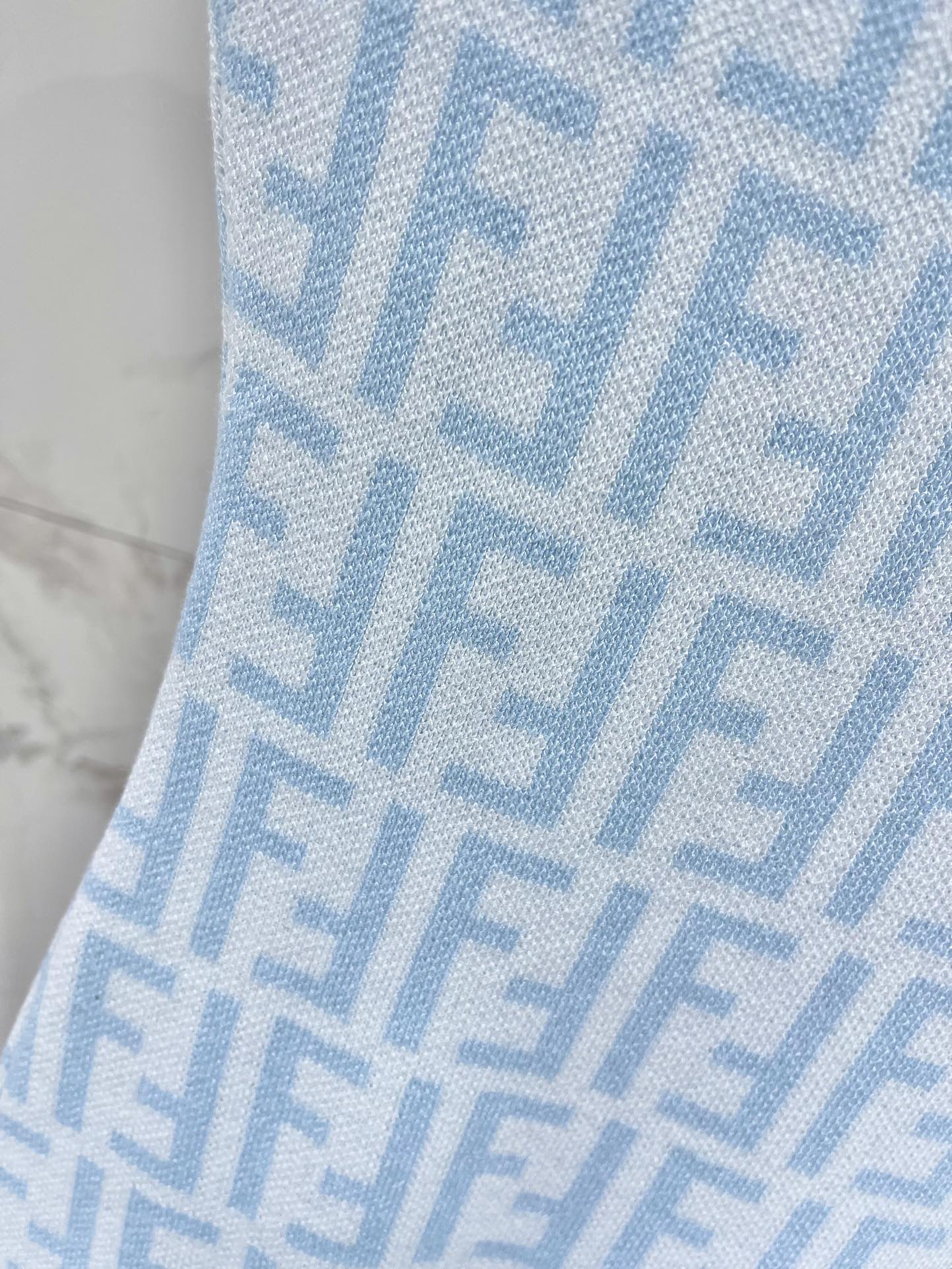 FEND25SS Monogrammed Jacquard V-Neck Dress