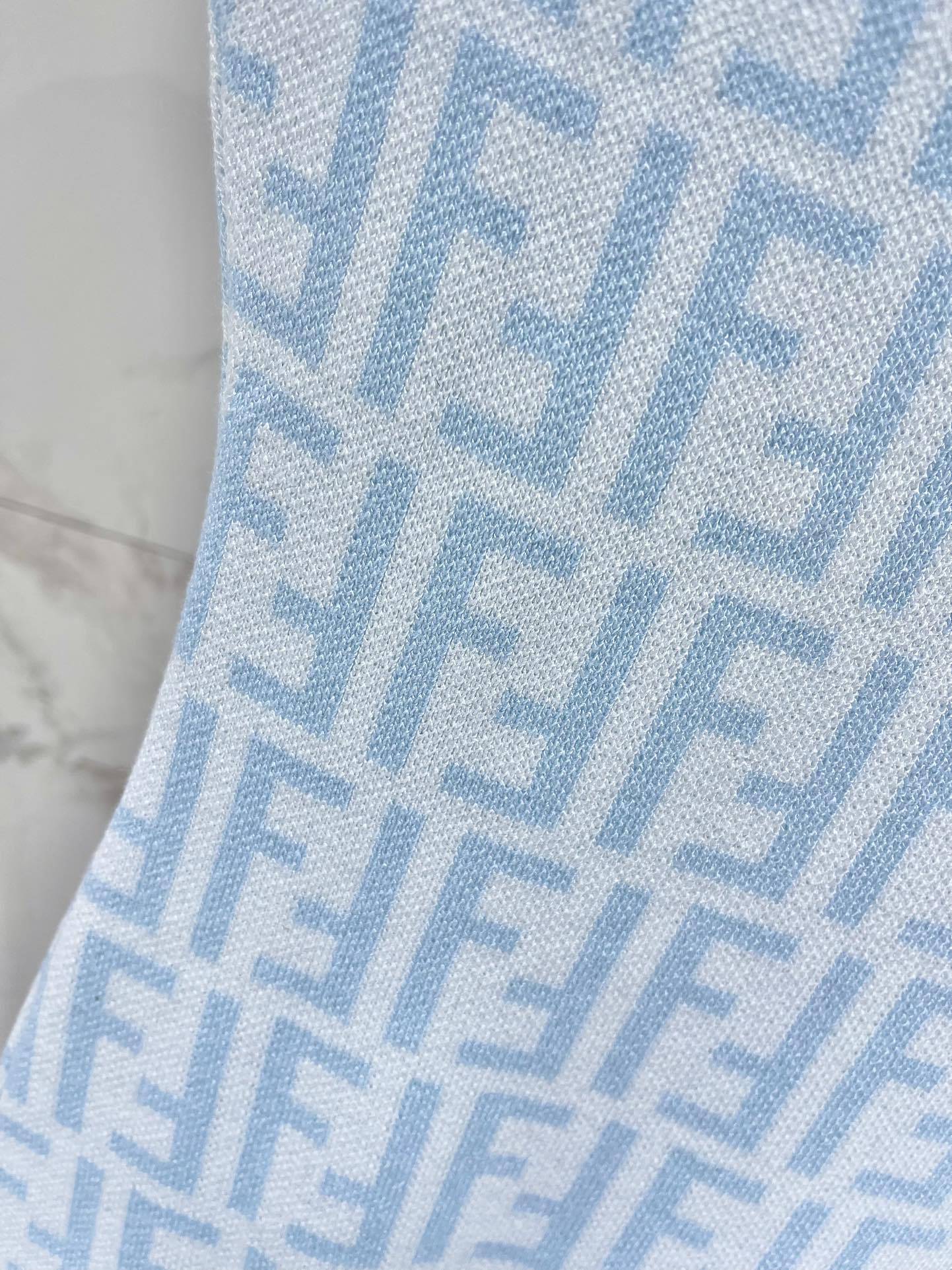 FEND25SS Monogrammed Jacquard V-Neck Dress