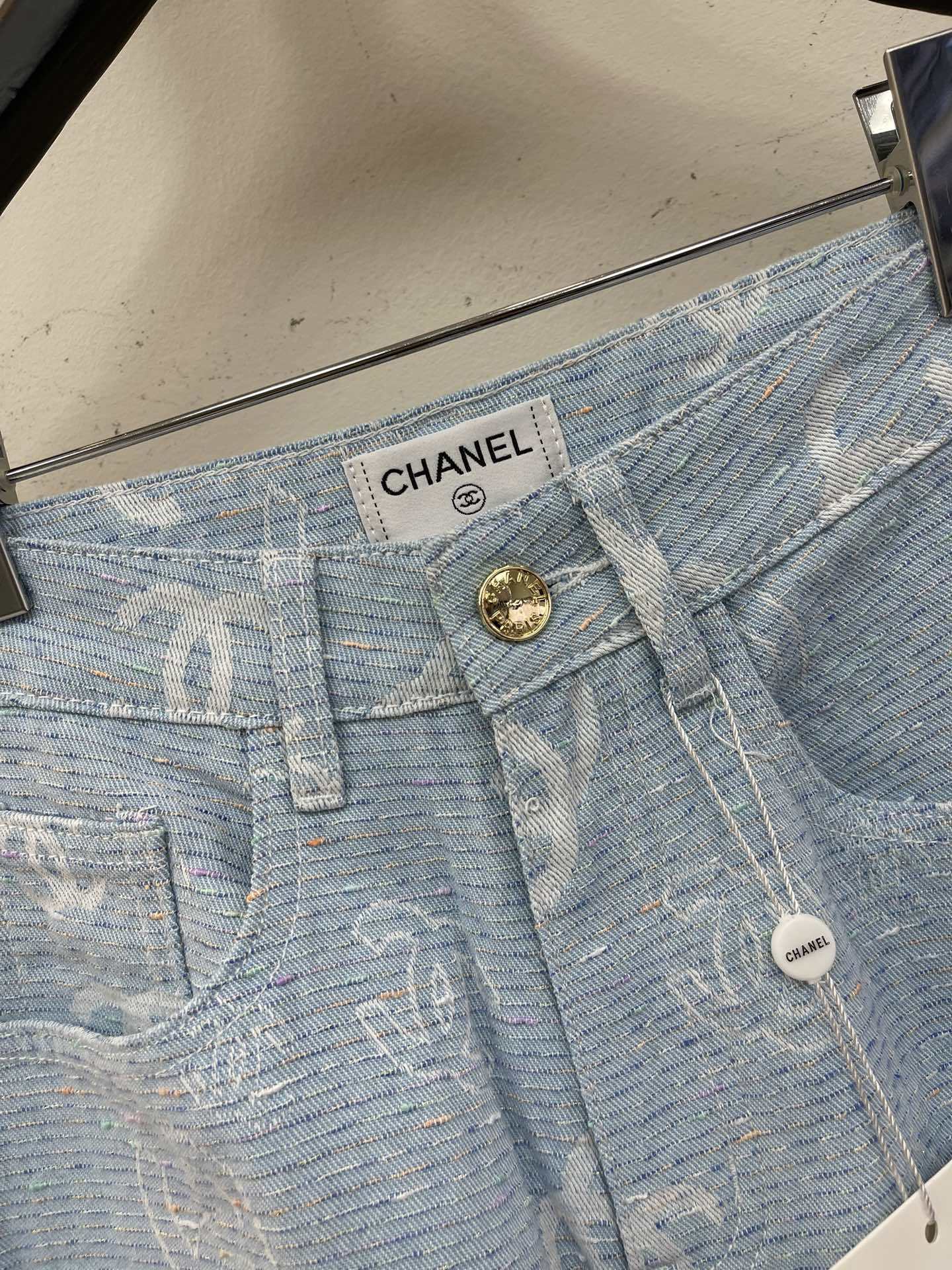 CHANE25SS heavy jacquard denim trousers