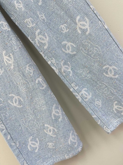 CHANE25SS heavy jacquard denim trousers