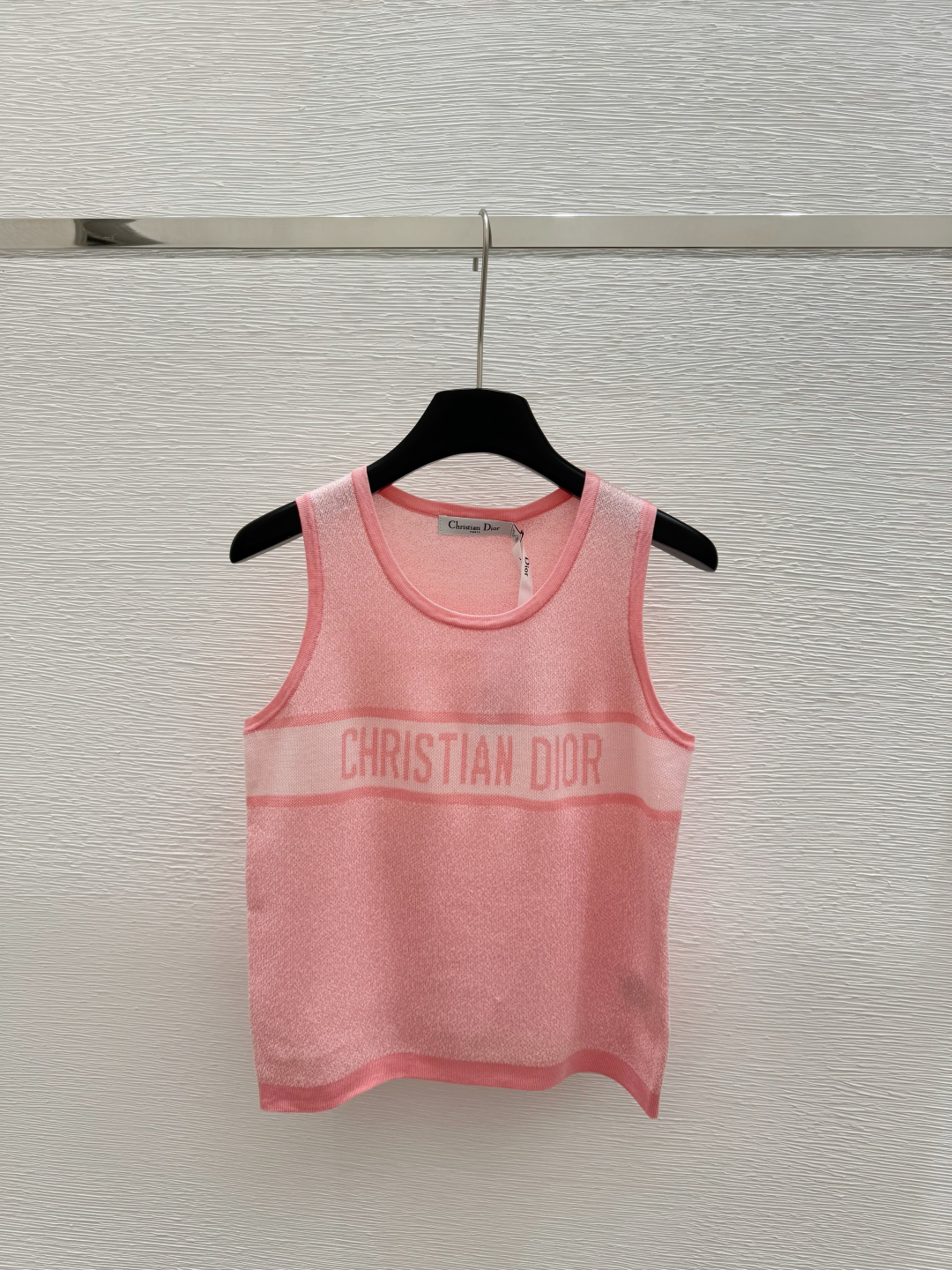 DIO25SS Crew Neck Colour Block Letter Knit Vest