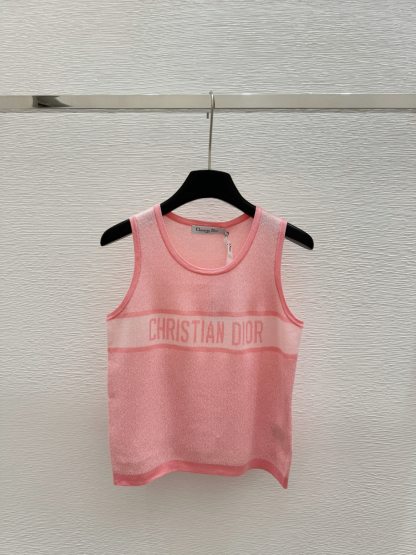 DIO25SS Crew Neck Colour Block Letter Knit Vest