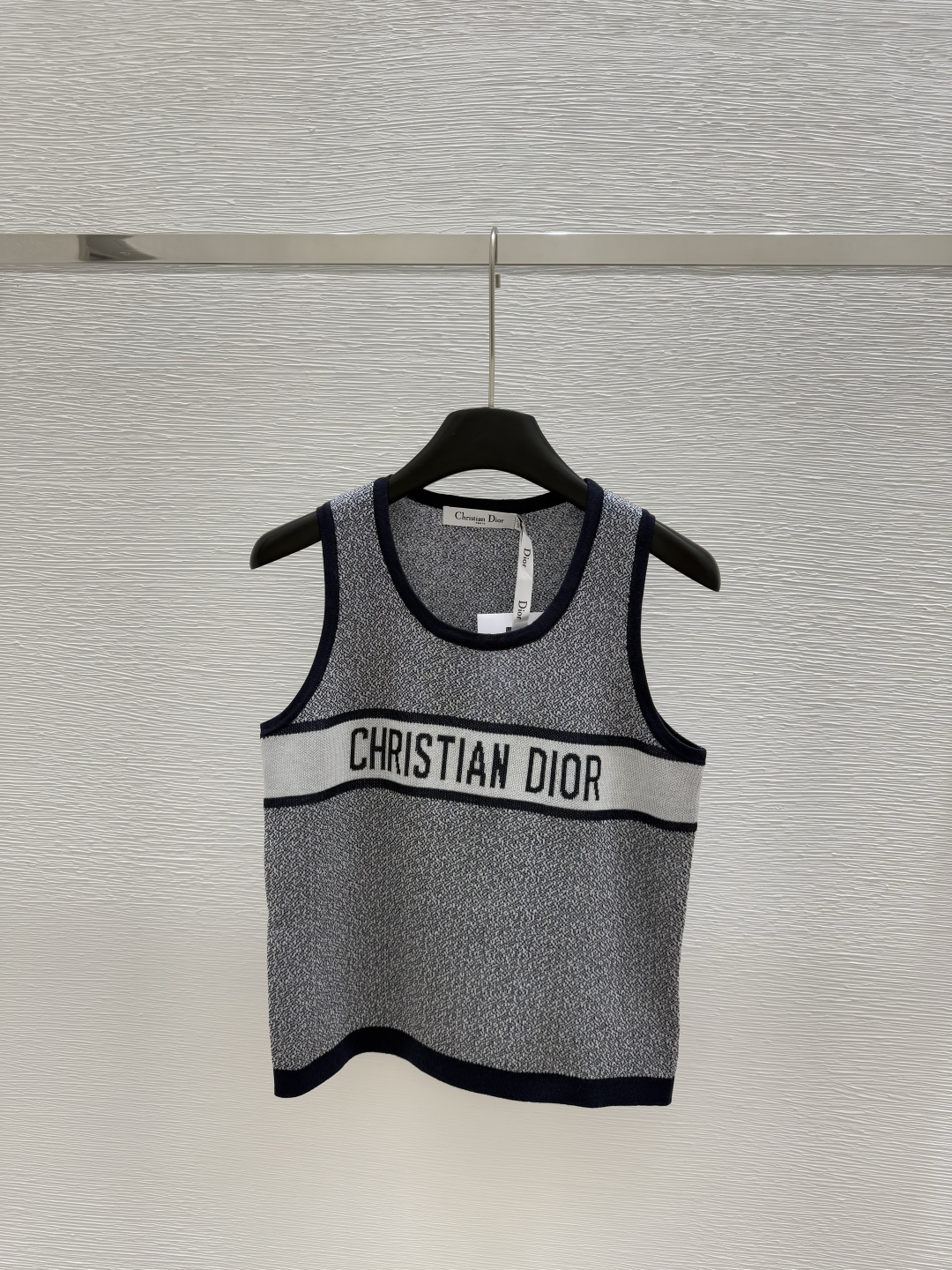 DIO25SS Crew Neck Colour Block Letter Knit Vest