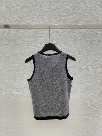 DIO25SS Crew Neck Colour Block Letter Knit Vest