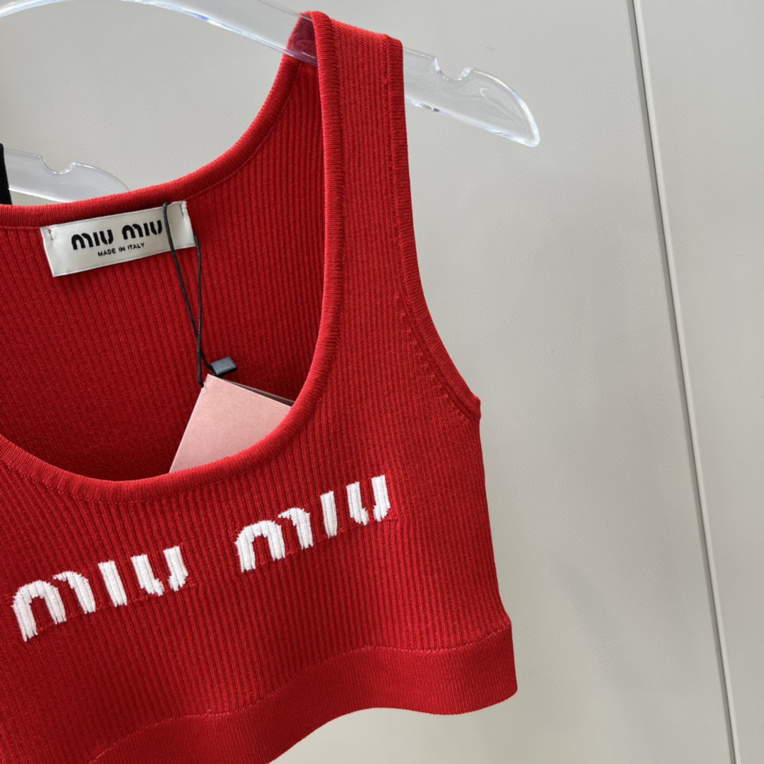 MIU monogrammed jacquard knit vest