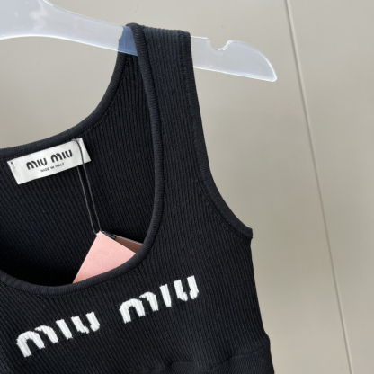 MIU monogrammed jacquard knit vest
