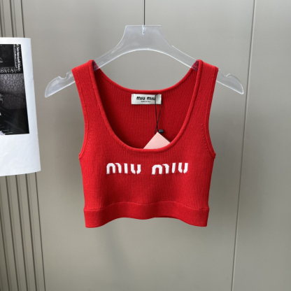 MIU monogrammed jacquard knit vest