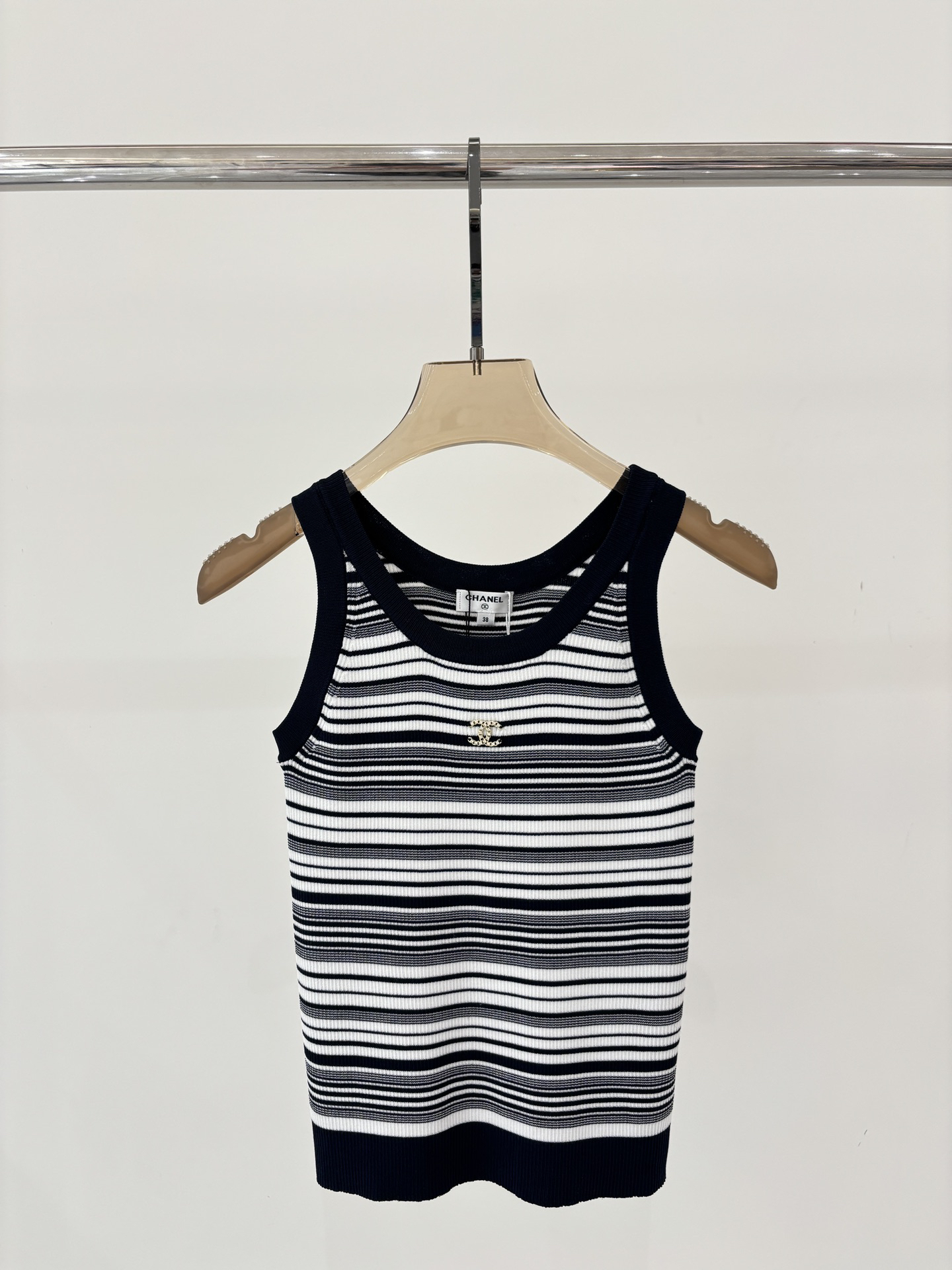CHANE25SS round neck monogrammed logo tank top
