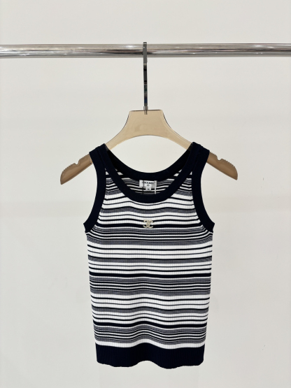 CHANE25SS round neck monogrammed logo tank top