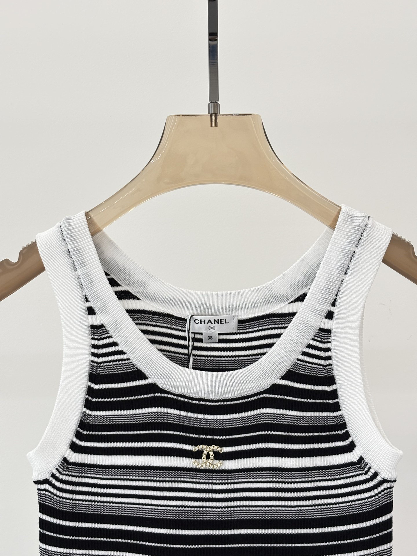 CHANE25SS round neck monogrammed logo tank top