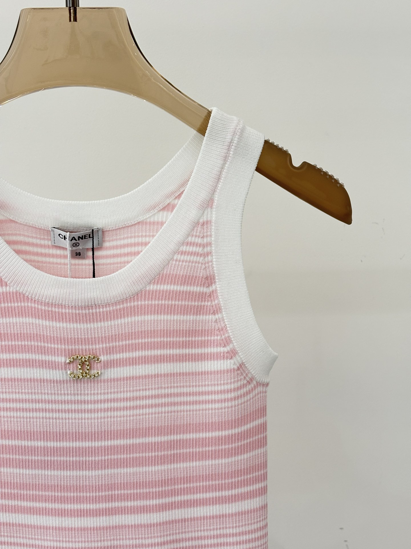 CHANE25SS round neck monogrammed logo tank top