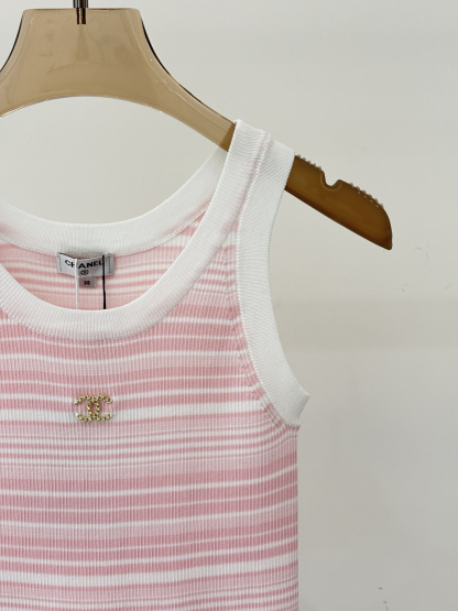 CHANE25SS round neck monogrammed logo tank top