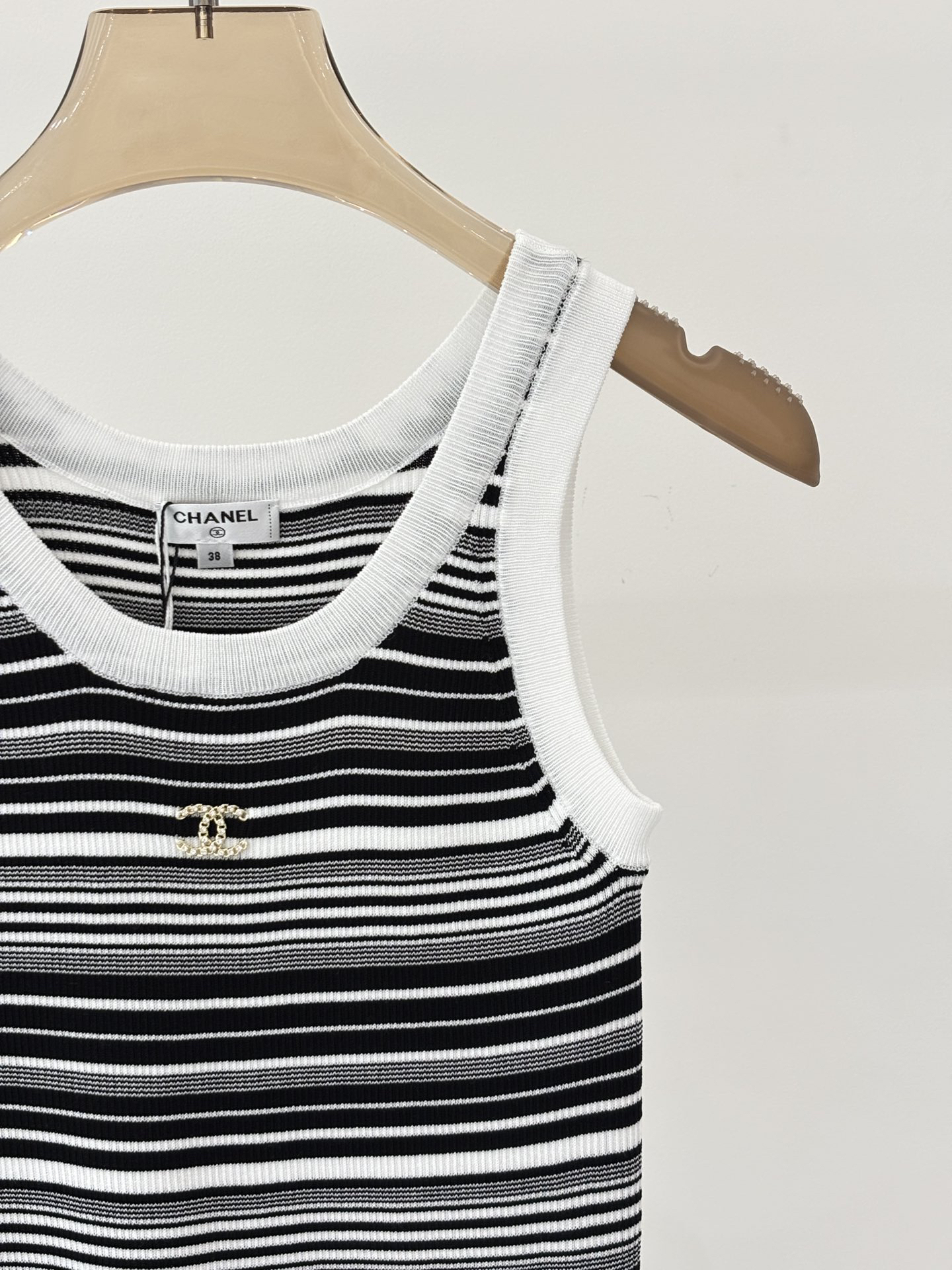 CHANE25SS round neck monogrammed logo tank top