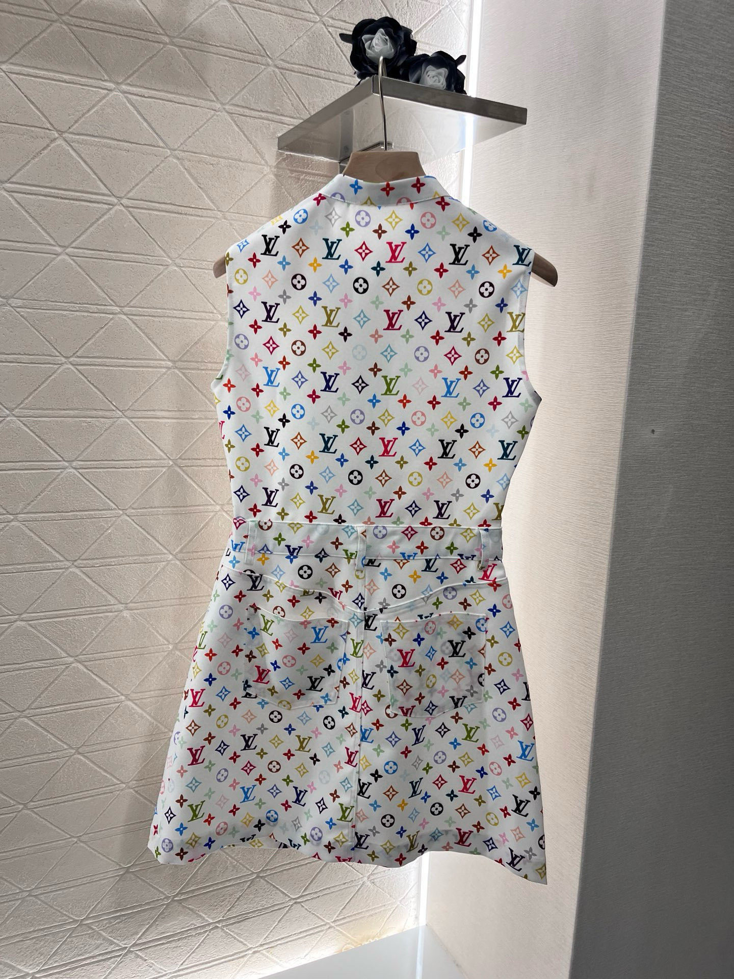 Louis Vuit2025SS Printed Zip Leather Tag Vest Dress