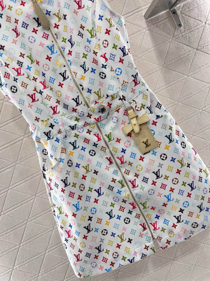 Louis Vuit2025SS Printed Zip Leather Tag Vest Dress