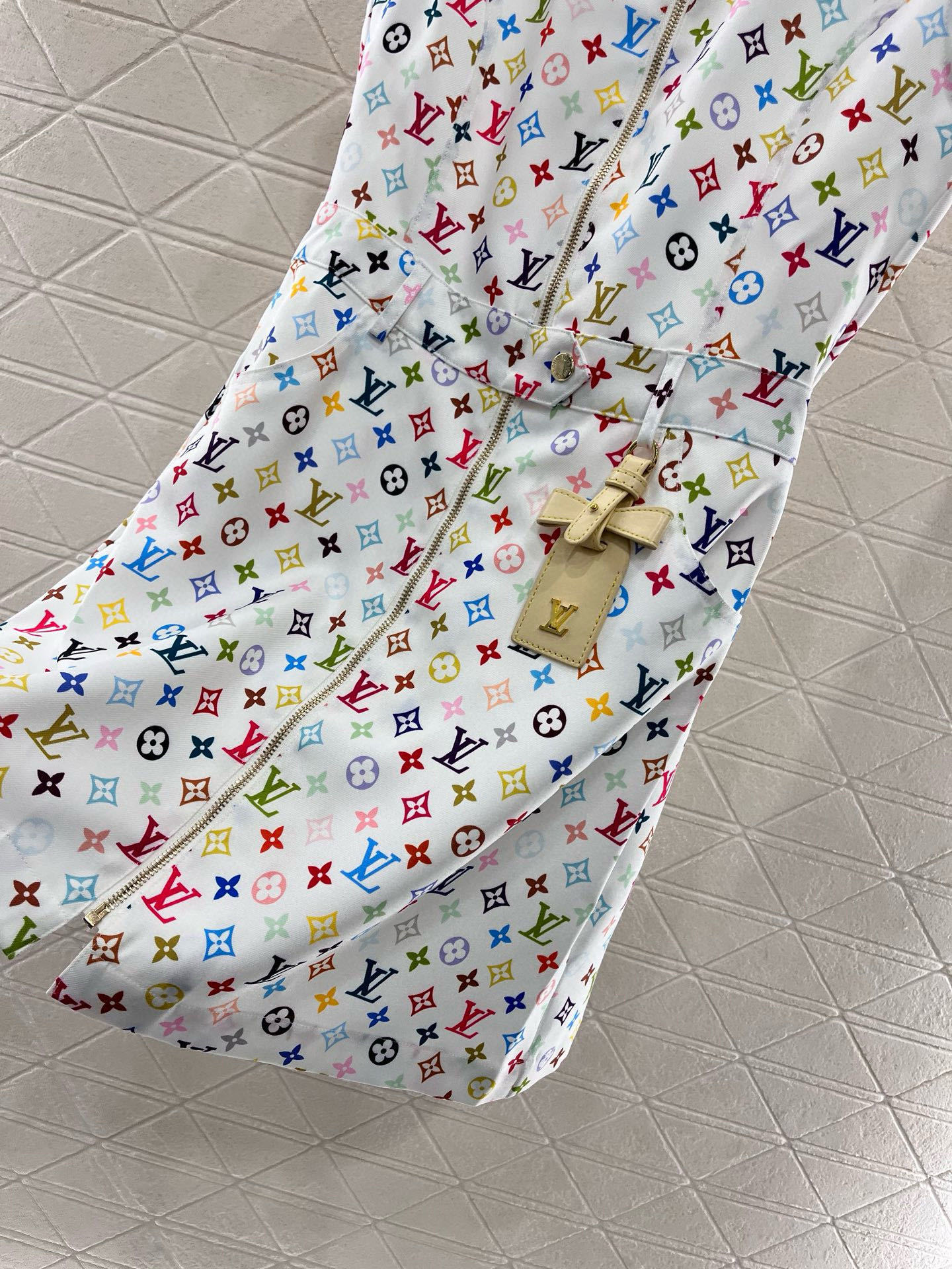 Louis Vuit2025SS Printed Zip Leather Tag Vest Dress