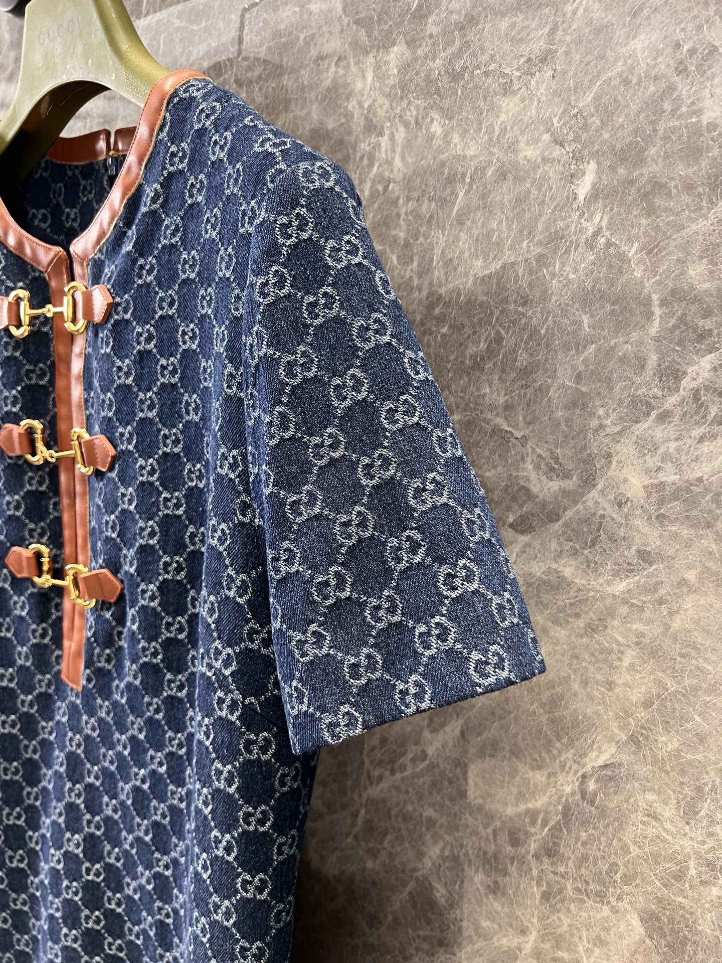 GUCC25SS Classic Double G Old Flower Round Neck Dress