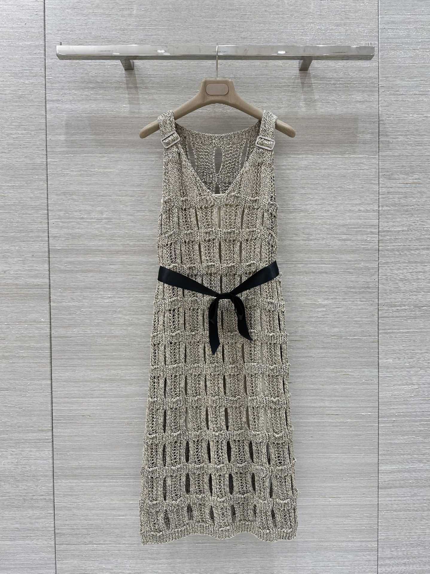 CHANE25SS Wispy Crochet Woven Back Vest Dress