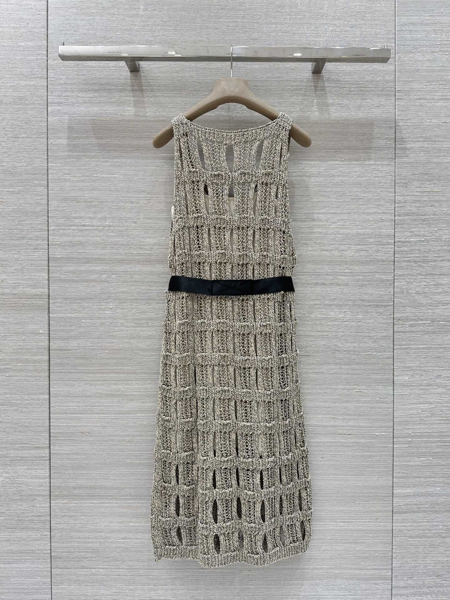 CHANE25SS Wispy Crochet Woven Back Vest Dress