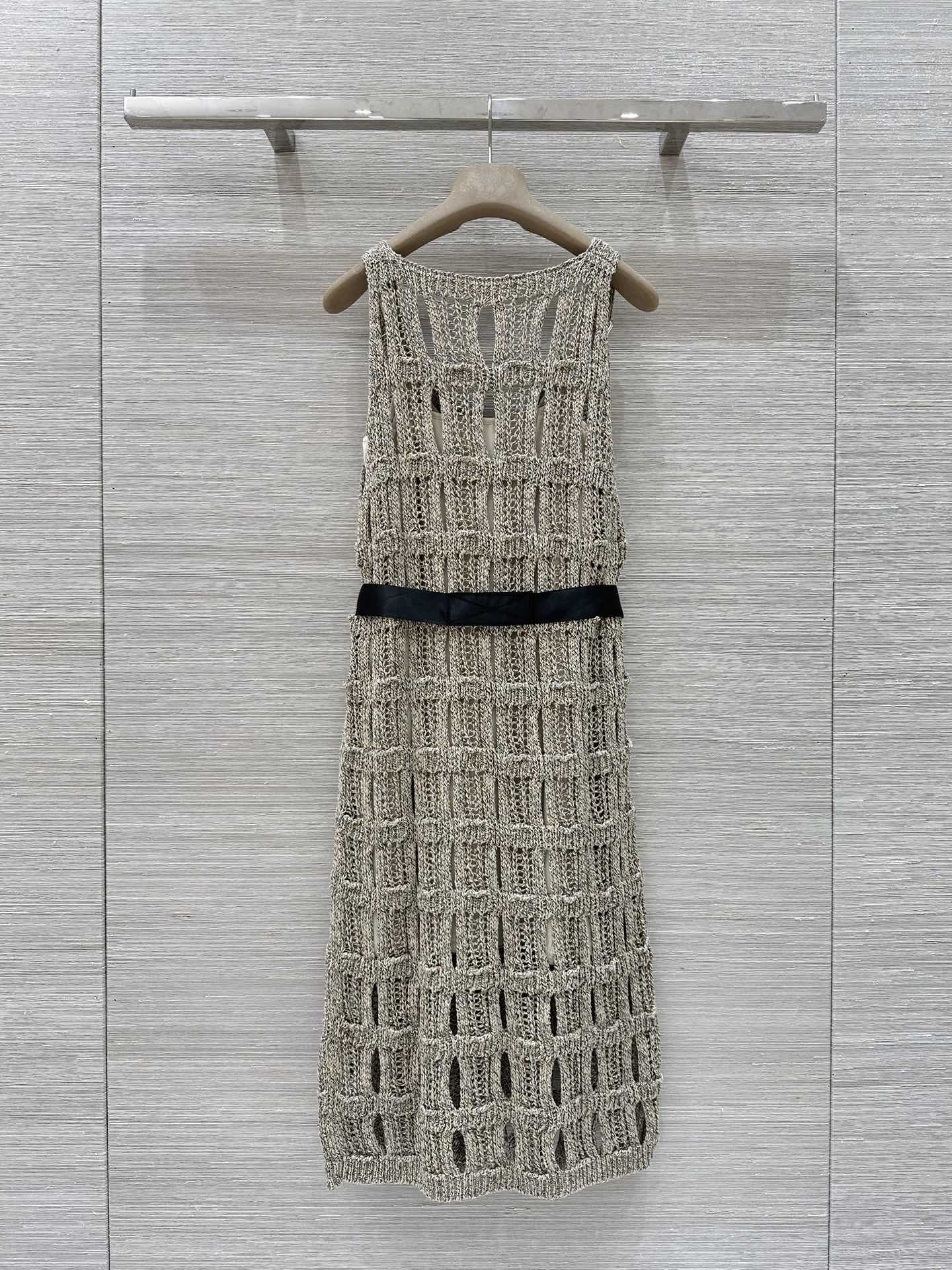 CHANE25SS Wispy Crochet Woven Back Vest Dress