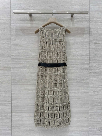 CHANE25SS Wispy Crochet Woven Back Vest Dress