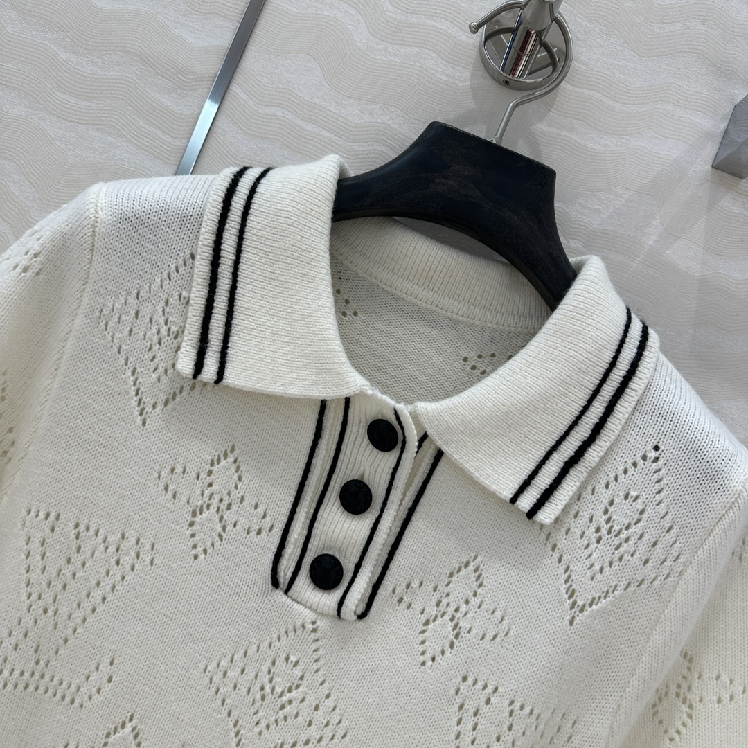 Louis Vuit2025SS College Style Knitted Polo Neck Short Sleeve Dress