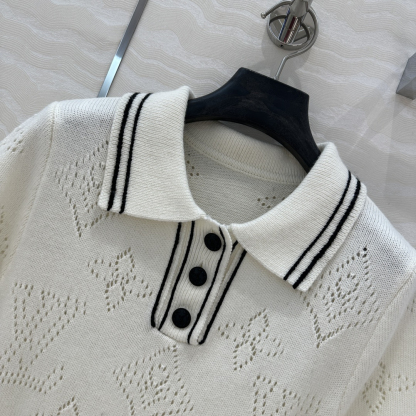 Louis Vuit2025SS College Style Knitted Polo Neck Short Sleeve Dress