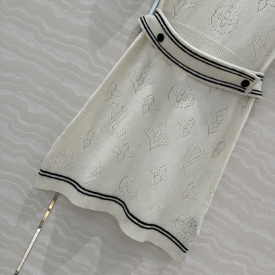 Louis Vuit2025SS College Style Knitted Polo Neck Short Sleeve Dress