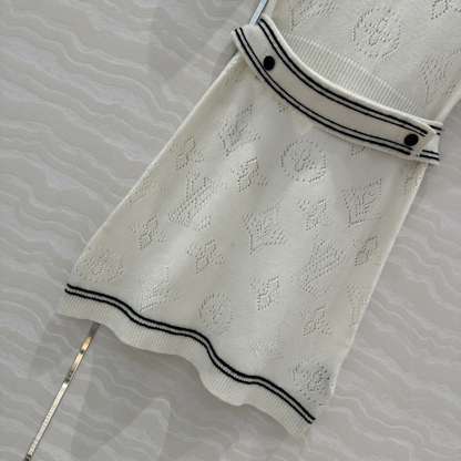 Louis Vuit2025SS College Style Knitted Polo Neck Short Sleeve Dress