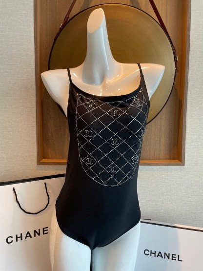 Chnel Rhinestone One-piece Swimsuit
