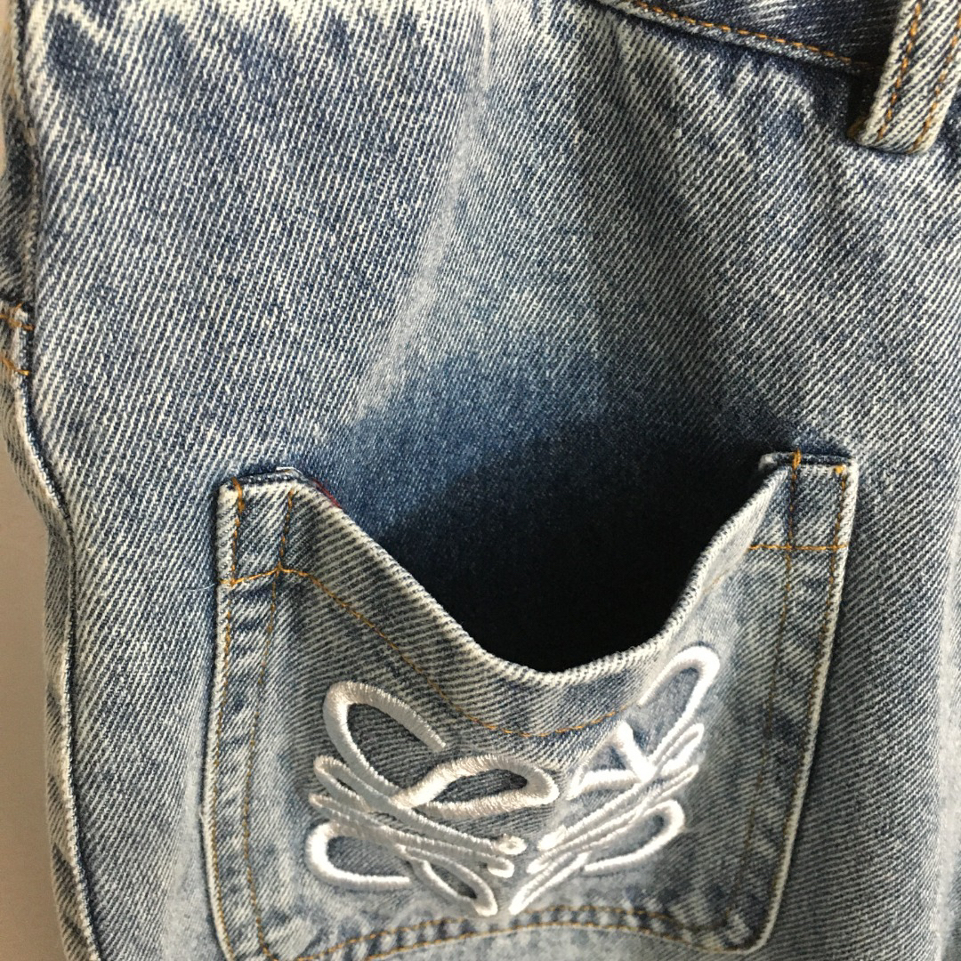 LOE25SS Embroidered Slim Fit Denim Trousers