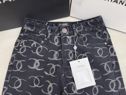 CC Full-Print Back Pocket Sequined Pants - Two-Tone