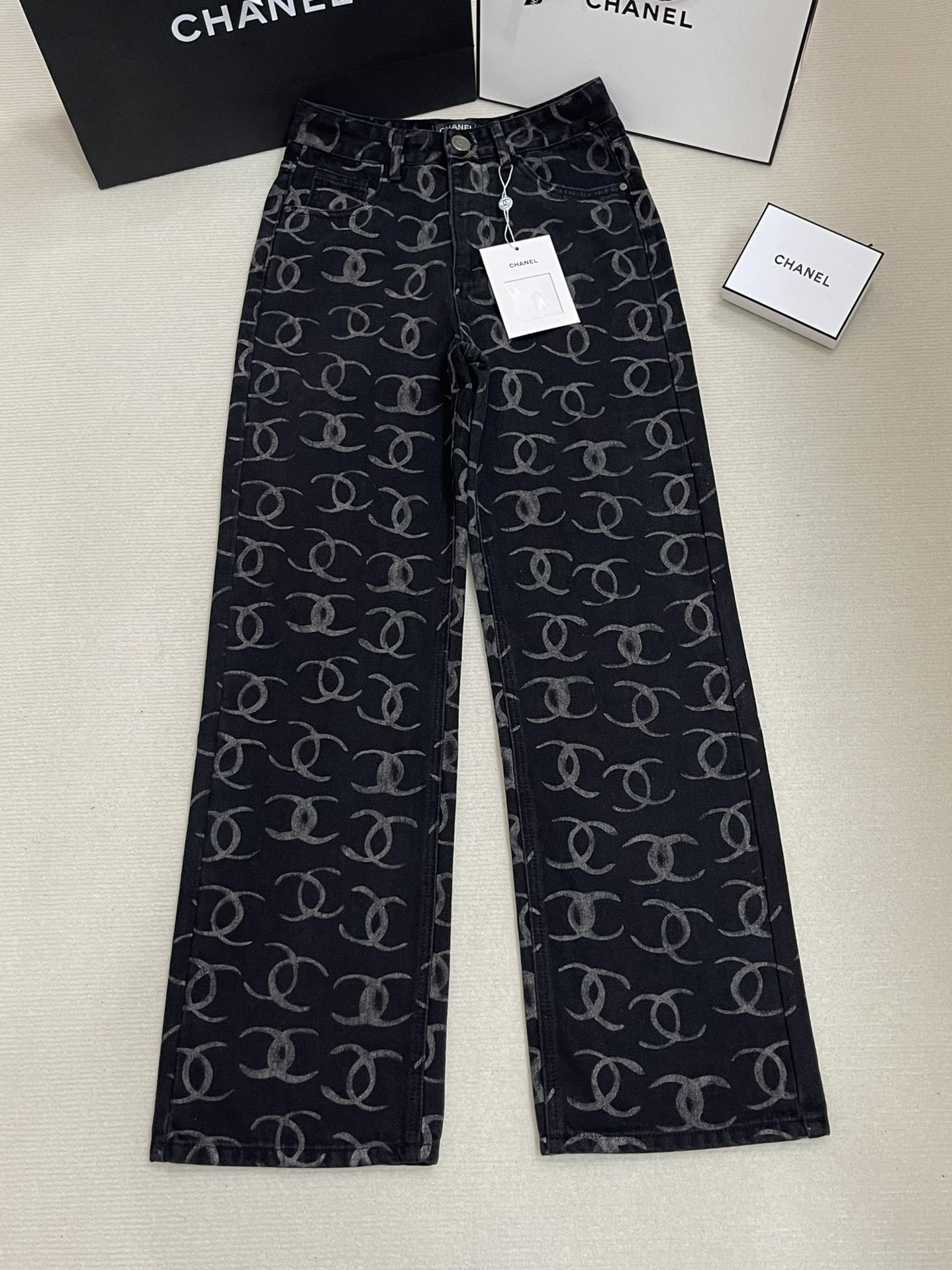 CC Full-Print Back Pocket Sequined Pants - Two-Tone