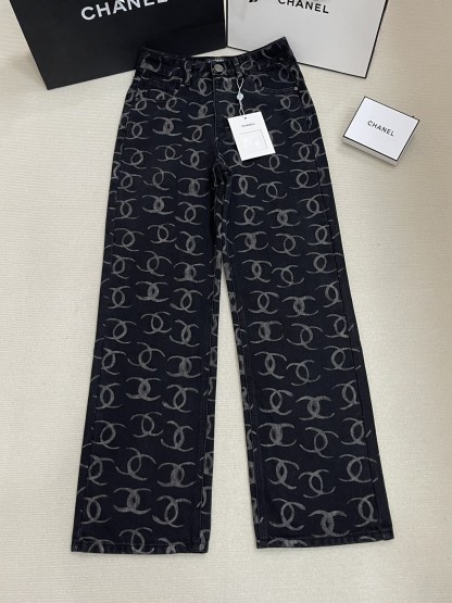 CC Full-Print Back Pocket Sequined Pants - Two-Tone