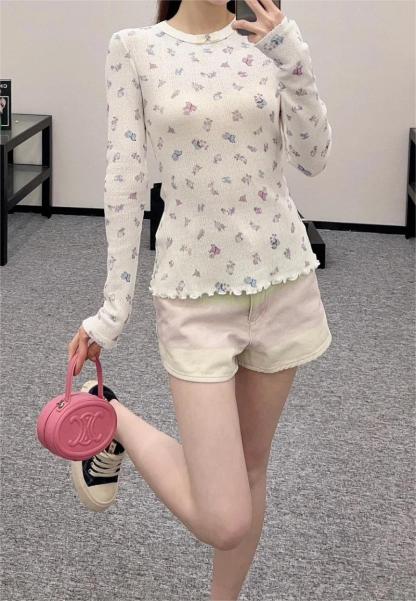 CHANE Painted Floral Bottom Shirt