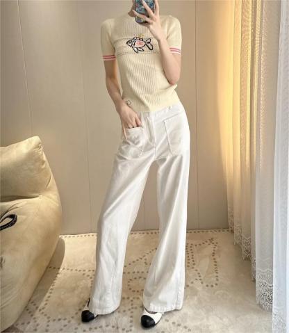 CHANE25SS Fish Crew Neck Knit Short Sleeve