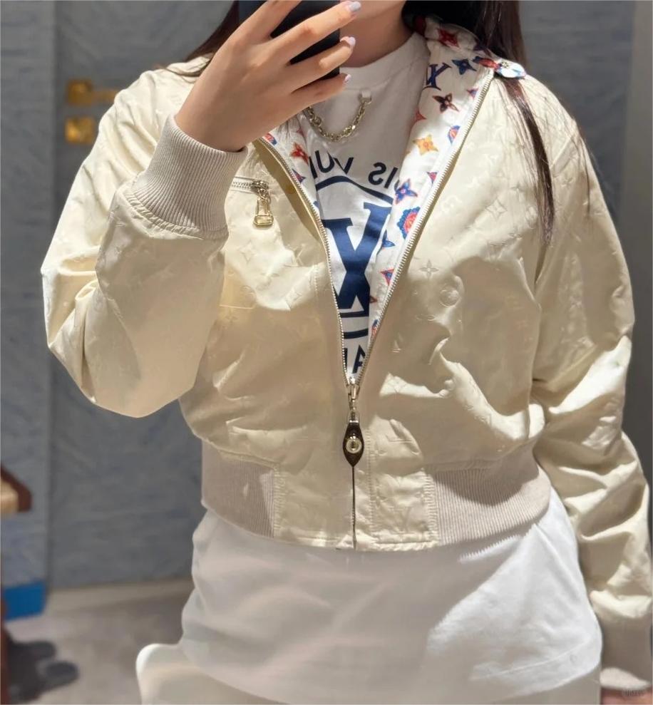 Louis vuit25SS stand-up collar double-sided printed design silk jacket